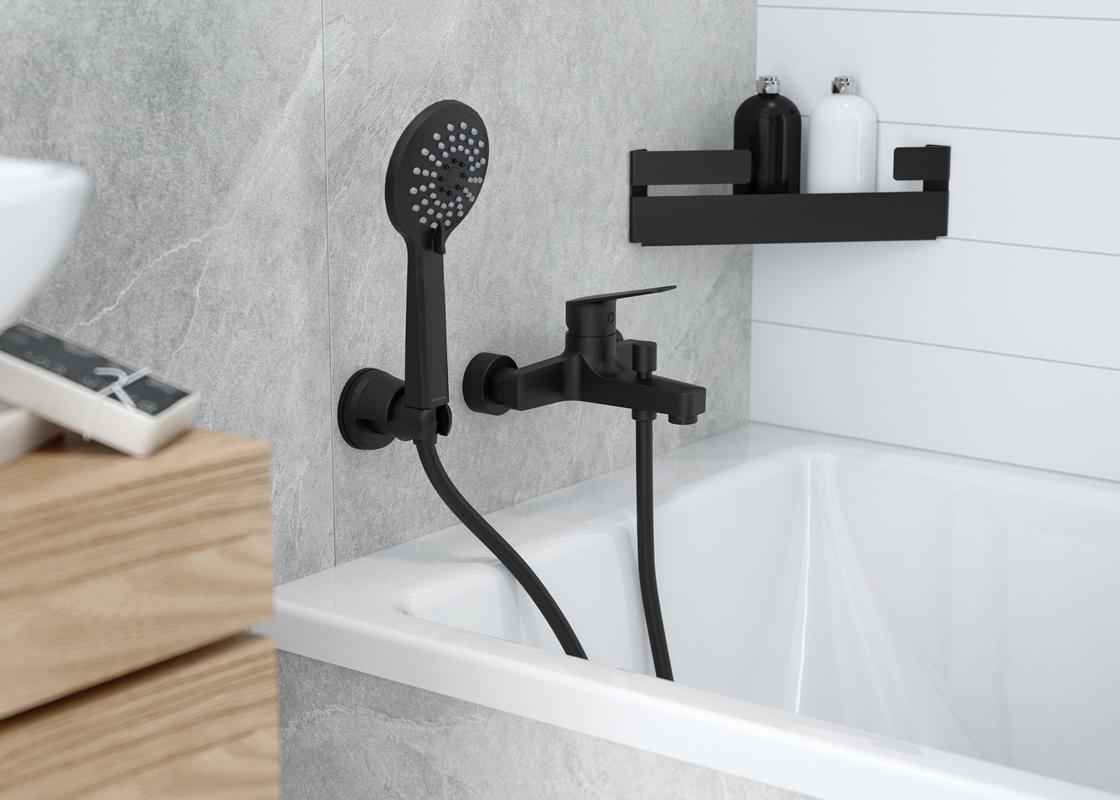 JASMIN Bath mixer, wall-mounted - nero - BGJ_N10M - Deante